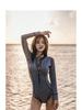 Women's Long Sleeve Korean Wetsuit One-Piece Swimsuit with Sun Protection