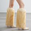 1 Pair Women Boot Cuffs Imitation Wolf Hair Plush Leg Warmers Stage Performances Halloween Christmas Costumes Outfit Accessories