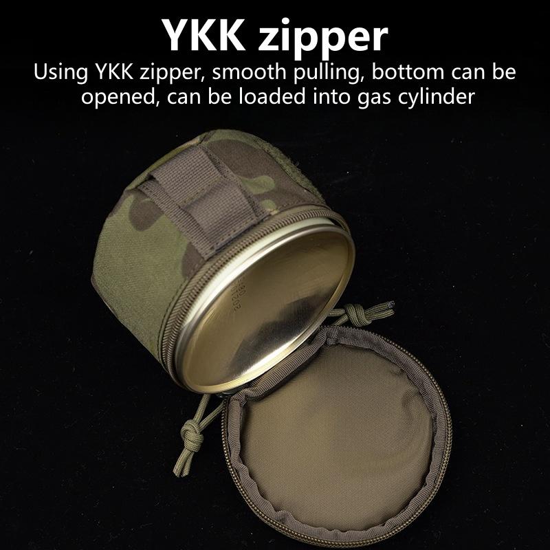 Gas Canister Cover Bag Outdoor Camping Gas Tank Protective Case Protector Wrap Portable MOLLE Webbing YKK Zipper Smoothly Pulls