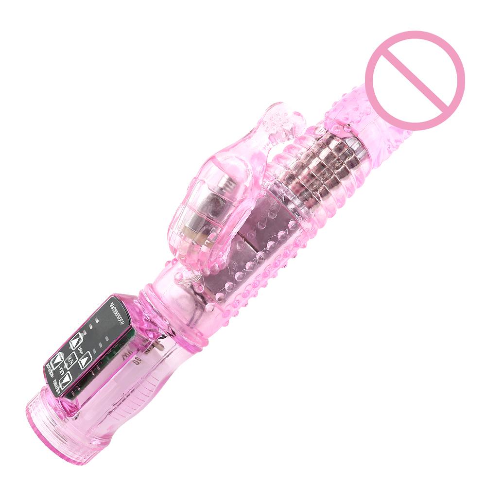 Dildo Rabbit Vibrator Masturbator G Spot 12 Speeds Vibration Dual Motor Massager Clitoris Rotation Stimulator Female Sex Toy