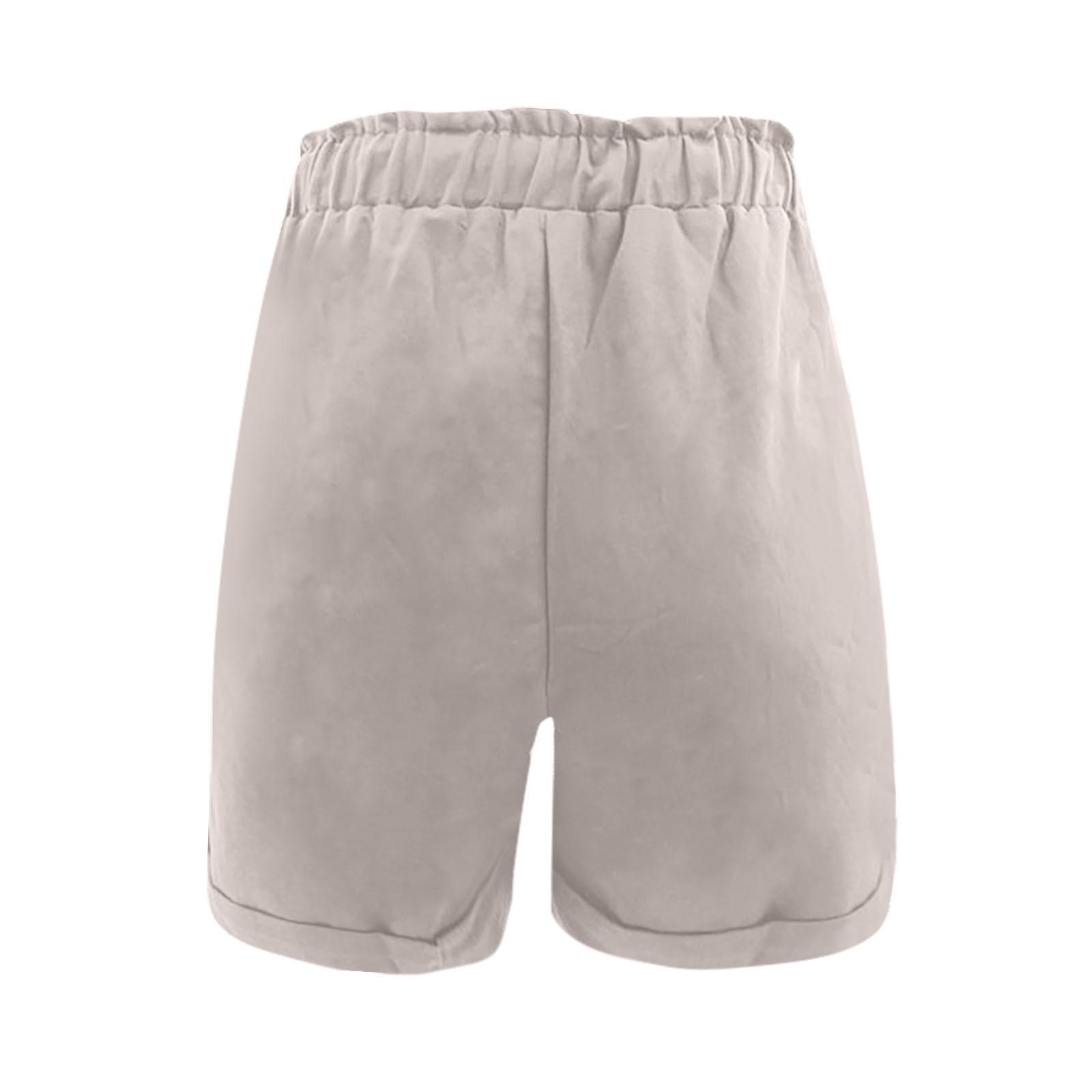 Женские модные однотонные повседневные шорты с широкими штанинами и высокой талией — фото 5