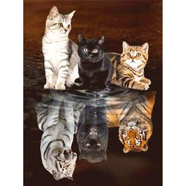 5D DIY Dog Diamond Painting Animal Cartoon Full Drill Square Round Tiger Cat Diamond Art Embroidery Cross Stitch Home Decoration