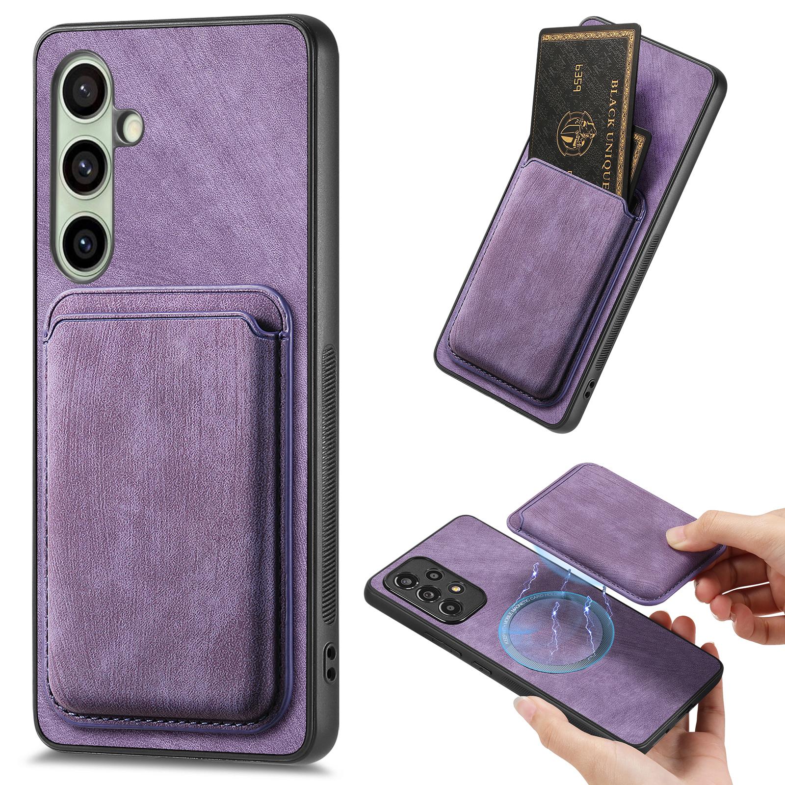 

For Samsung Galaxy A26 5G Case Compatible with MagSafe Leather Back Cover with Detachable Card Holder Purple