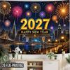 2D Flat - 2D Flat - 2D Flat Print 1pc Tapestry 2027 New Year City Fireworks Wall Hanging Decor Aesthetic High-Definition Printing Polyester - for Livi