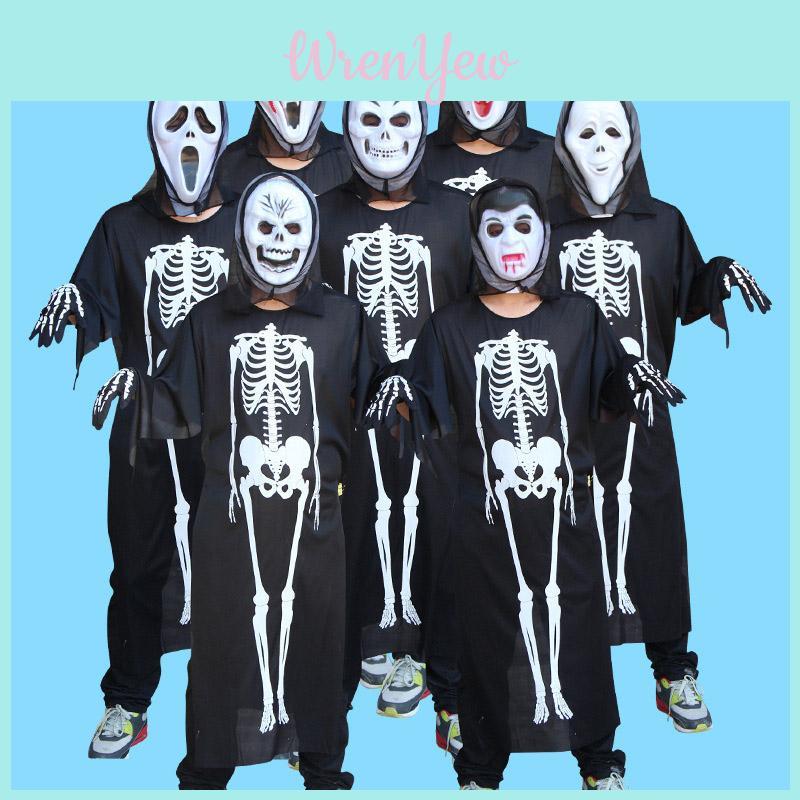 Premium Quality Halloween Costume Masquerade With Human Skeleton Ghost And Devil Mask