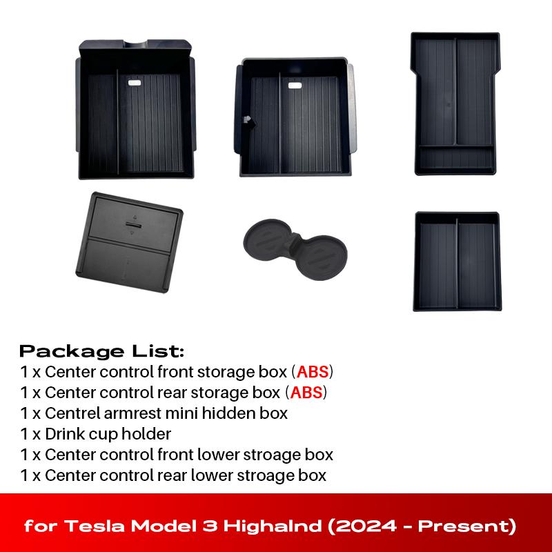 for Tesla New Model 3 Highland 2024 2025 Console Armrest Storage Organizer Interior Storage Box Interior Accessorie