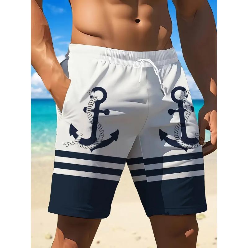 Nuova Moda Ancora Fantasia Pantaloncini da Spiaggia da Uomo Tendenza Estate Stampa 3D Costume da Bagno Largo Coulisse Streetwear Y2k Pantaloni Corti