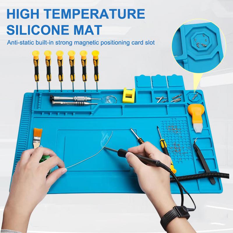 Magnetic Silicone Soldering Mat Heat Insulation Anti-Scratch Work Pad for DIY Phone Circuit Board Repair Use