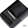 Men's Black & Wine Red Striped Plaid Tie Set with Pocket Square - Formal Wedding Gift Box