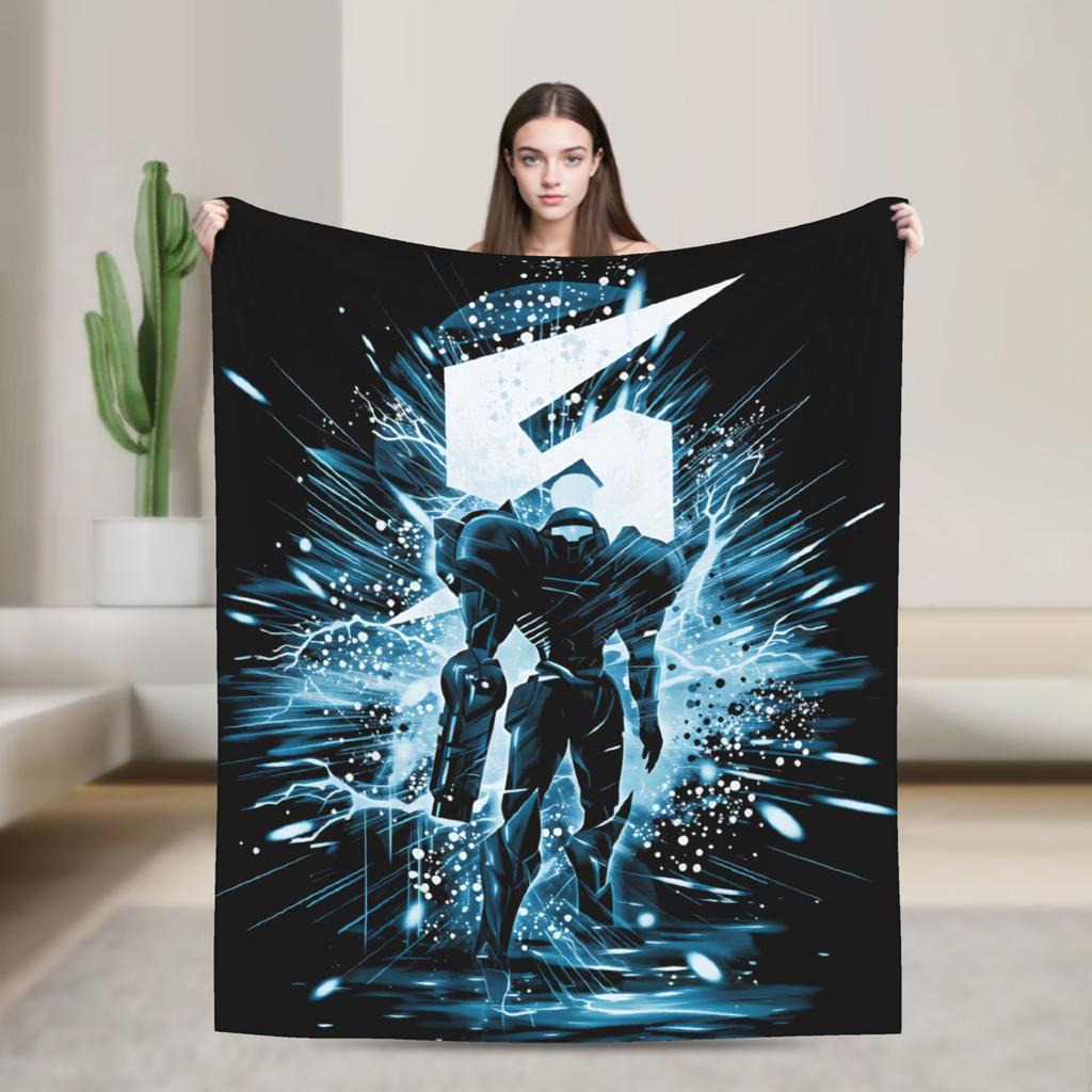 Metroids Hero Game Blankets Flannel Vintage Breathable Throw Blanket for Bed Sofa Winter