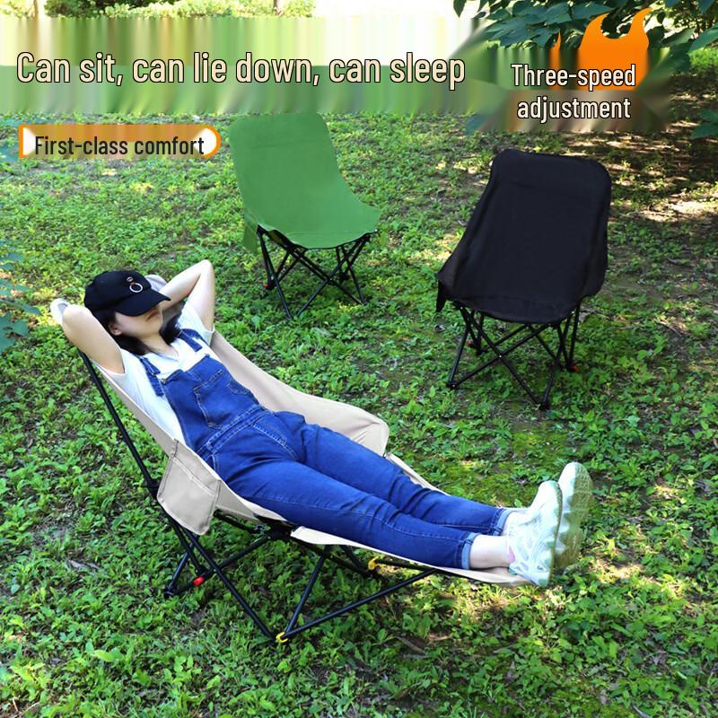 HJS102 Adjustable High-Back Folding Recliner for Camping & Office