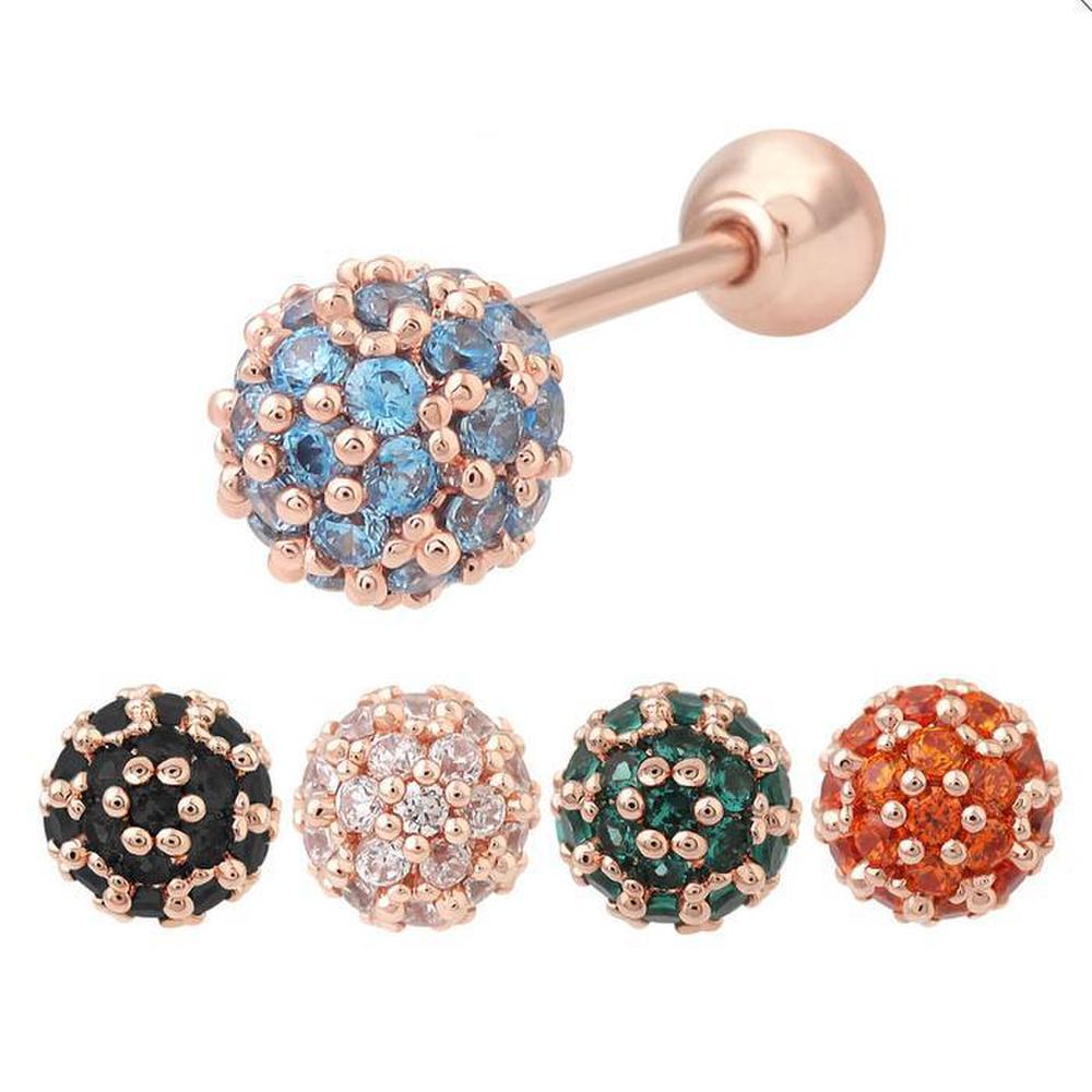 Mirror Ball 14K Gold Needle Rose Gold Color Cubic Piercing (S8539504)