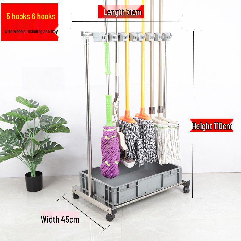 Κινητή Βάση Σφουγγαρίστρας & Οργανωτής Εργαλείων Καθαρισμού από Ανοξείδωτο Ατσάλι