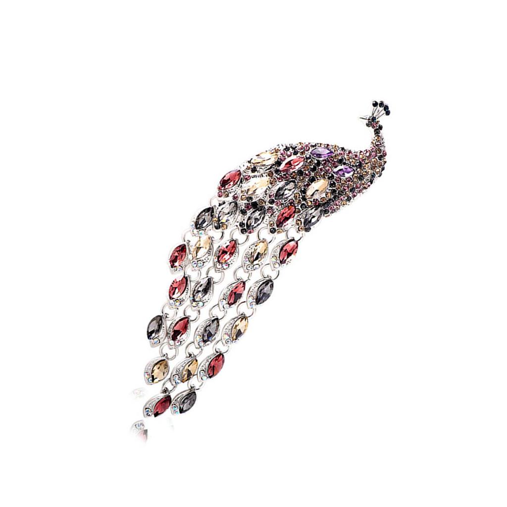 Elegant Long Tail Crystal Peacock Brooch Party Jewelry Elegant Corsage Pin Alloy Texture Perfect for Wedding and Evening