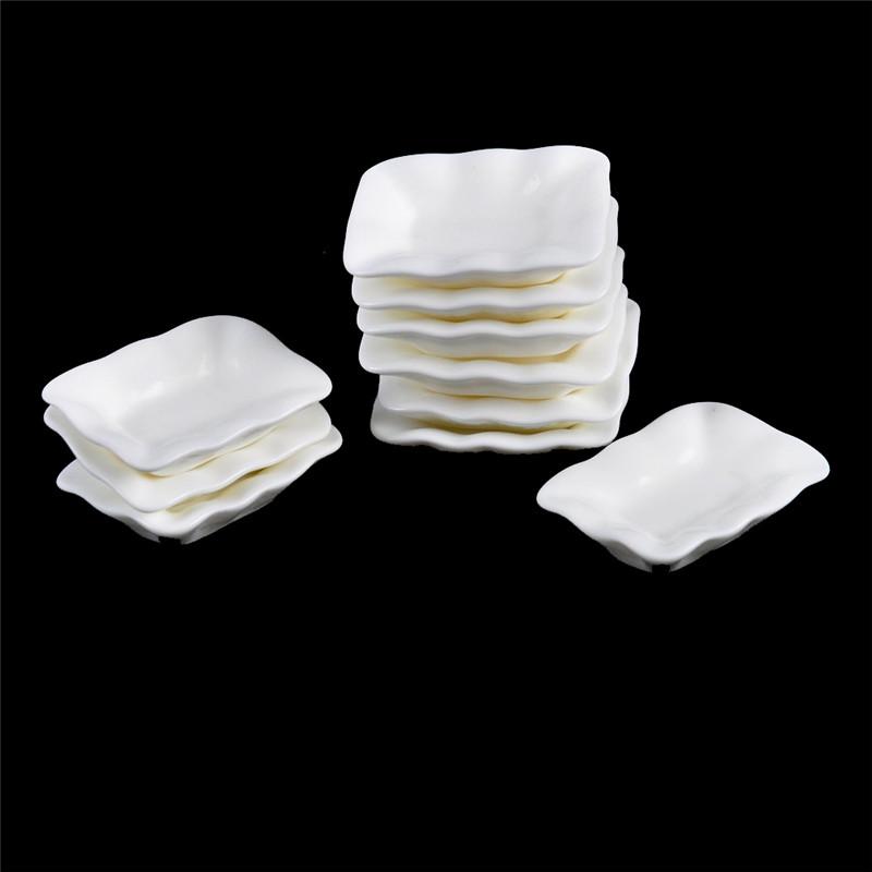 10Pcs Dollhouse Miniature Resin Trays Plates Doll Mini Food Dishes Tableware
