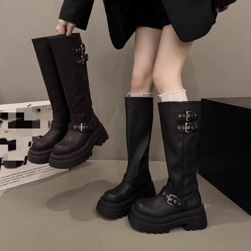 Versatile Platform High Boots Women's Autumn New Fashion But Knee Boots with Skirt Knight Boots