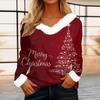 Women's Casual Fashion Long Sleeve Christmas Printed Flannel Collar Top