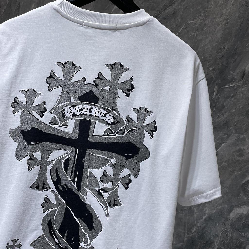 8937 CHROME HEARTS 2026 Summer New High Quality Cotton Round Neck Loose Large Size Men's and Women's T-shirt Couple T-shirt