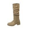 Pleated pile boots 2025 new thick heel knight boots fashion temperament but knee boots thick sole fashion boots tide