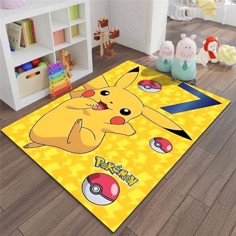 Japan P-Pokemon Pikachu Pattern Cartoon Carpets for Living Room Bedroom Bedside Floor Mat Area Rug Home Decor Luxury Gifts