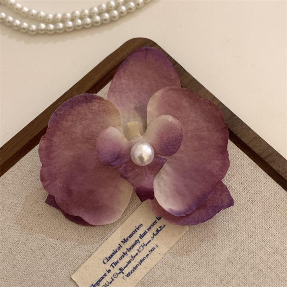 Cloth Butterfly Flower Hair Clip Pearl Girl Hair Clip Fashion Orchid Flower Hairpin Beach
