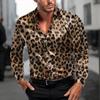 Camicia Casual da Uomo con Stampa Leopardo 12 Colori Camicia con Bottoni Manica Lunga Moda Casual Festa Tempo Libero Primavera Autunno Top con Collo