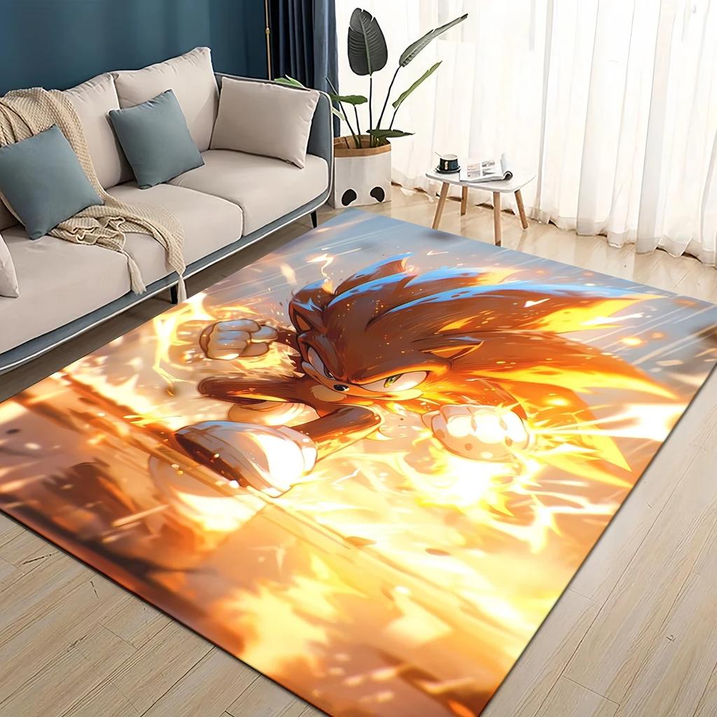 Cartoon 3D S-Sonics Retro Carpet Rug for Living Room Bedroom Home Sofa Decoration,Kids Play Non-slip Floor Mat