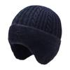 Double Layers Warm Knitted Hat Fur Lined Outdoor Warm Hat Beanie With Earmuffs  for Autumn Winter