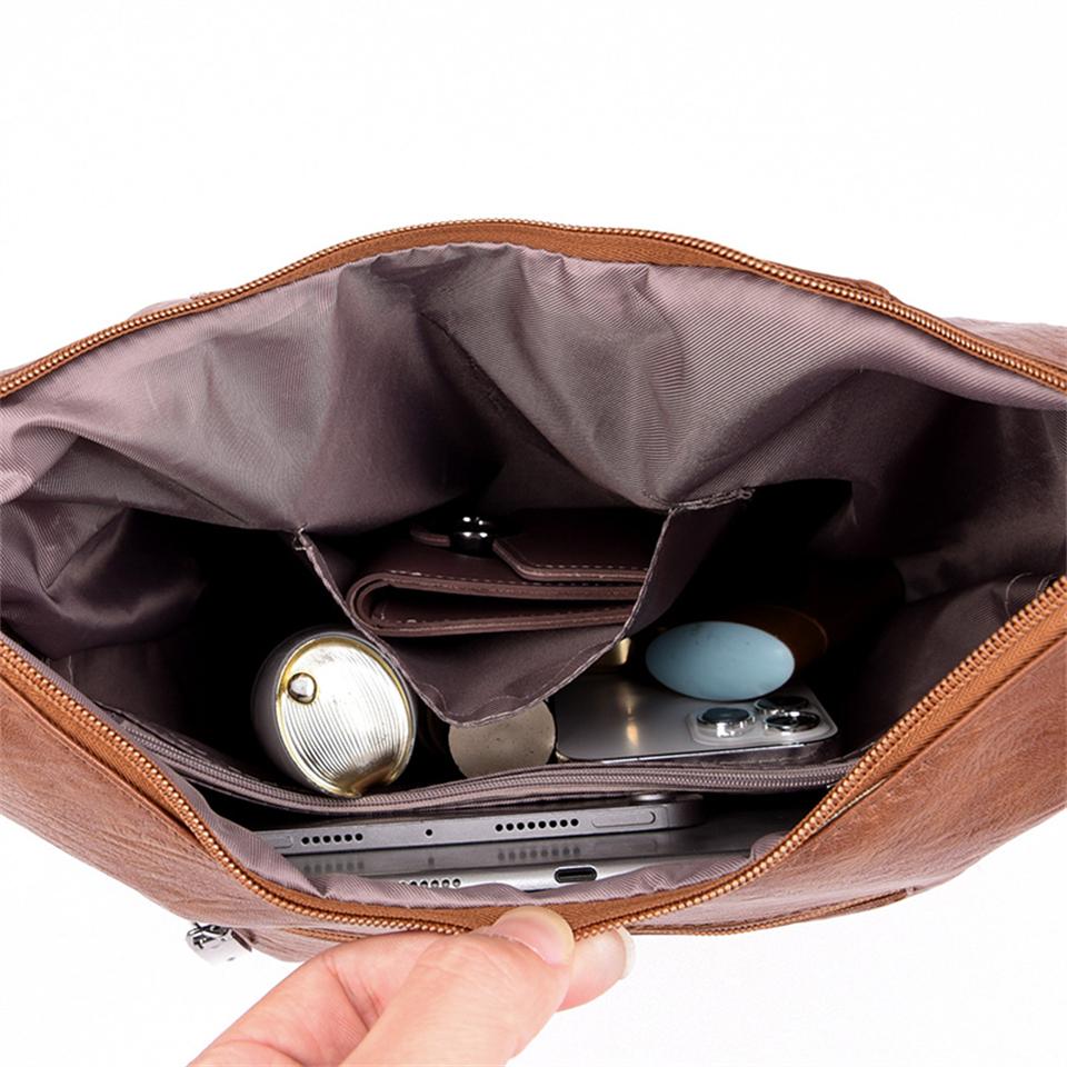 Multifunction Retro Shoulder Crossbody Bags for Women  Designer Ladies Purses and Handbags Leather Large Capacity Totes