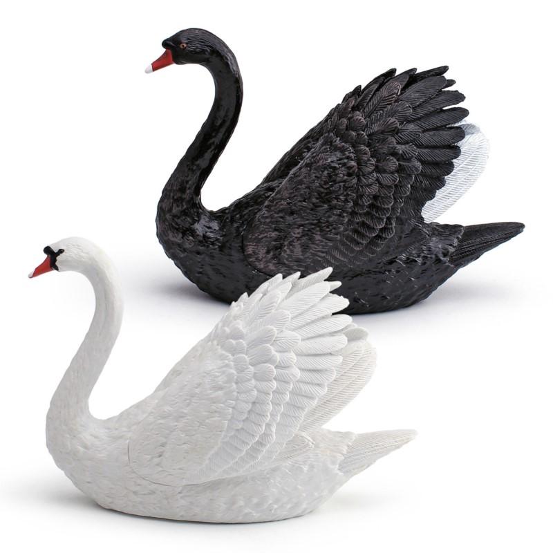 Wildlife Simulation Animal Swan Model Ornament Children'S Educational Farm Poultry White Swan And Black Swan Desktop Decorations