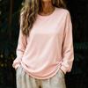 Women's Fashionable And Casual Loose Solid Color Long Sleeved Round Neck Pullover Top