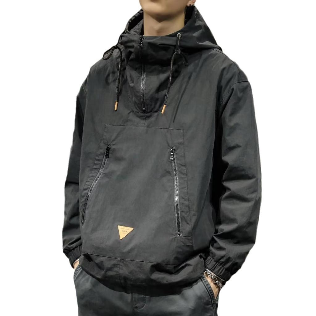 Spring Men's Half Zip Casual Hooded Jacket