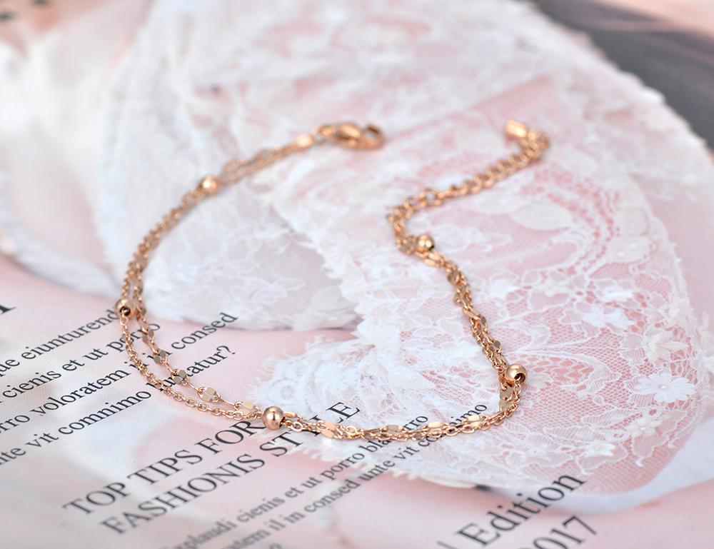 Lokaer Trendy Doppelschicht-Kette & Link-Fußkettchen für Frauen Barfußsandalen Armband Fußkettchen Fuß Gothic Boho Schmuck Geschenk A20002