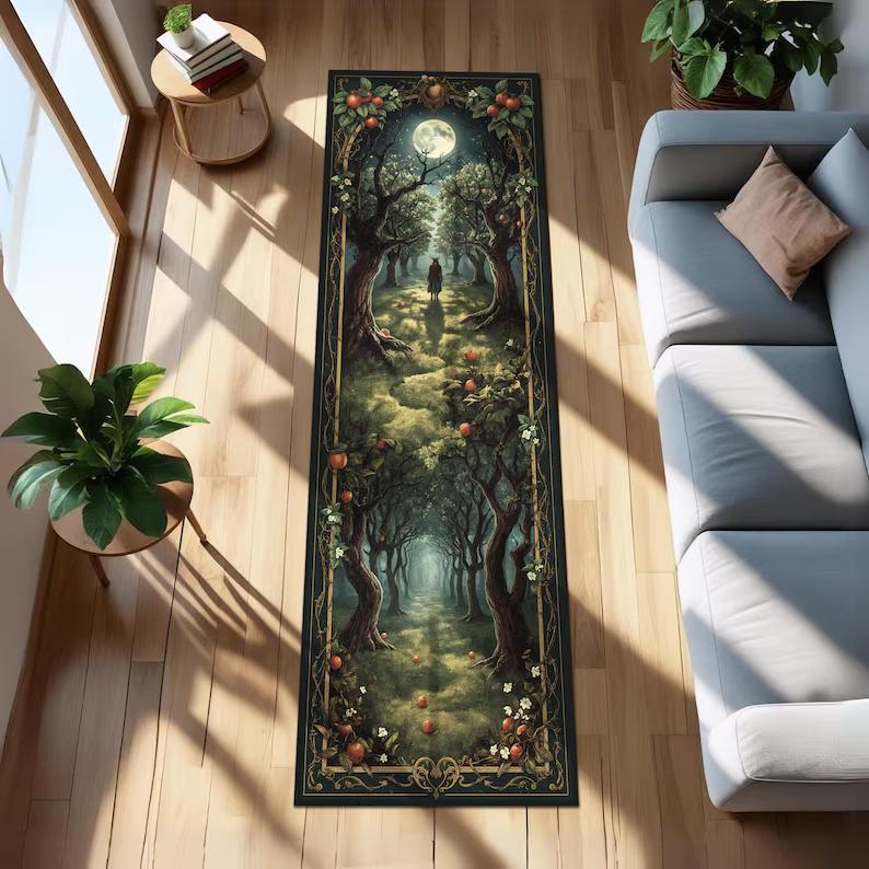Gothic Forest Pattern Area Carpet Mat Rug Home Decoration Dark Fairy Tale Vintage Modern Hallway Living Room Floor Rug