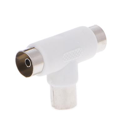 2 Way TV T Splitter Aerial Coaxial Cable Male To 2x Female Connectors Adapter