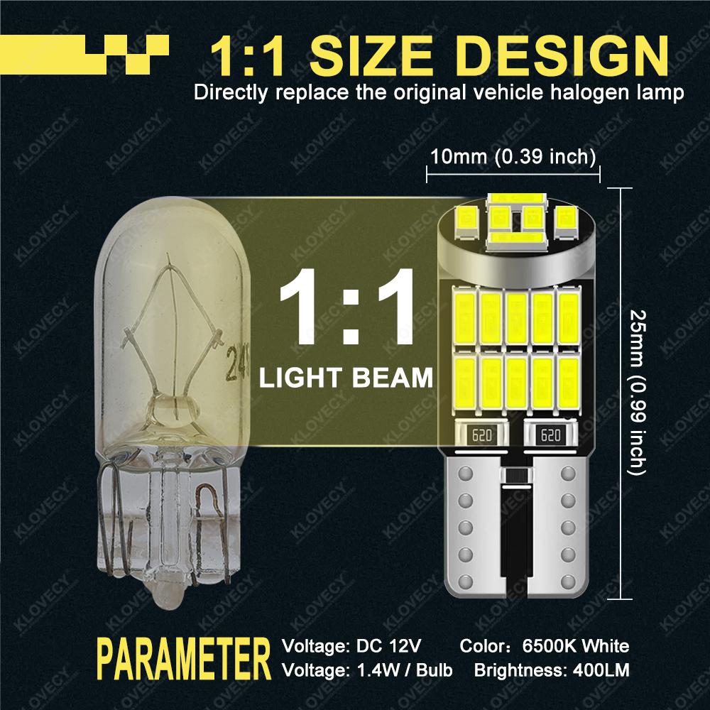 10-40 PCS CANBUS No Error T10 W5W LED Bulb For Car Interior Dome Door Map Trunk License Plate Lights 12V 26SMD 400LM 6500k White Dome Lights 6