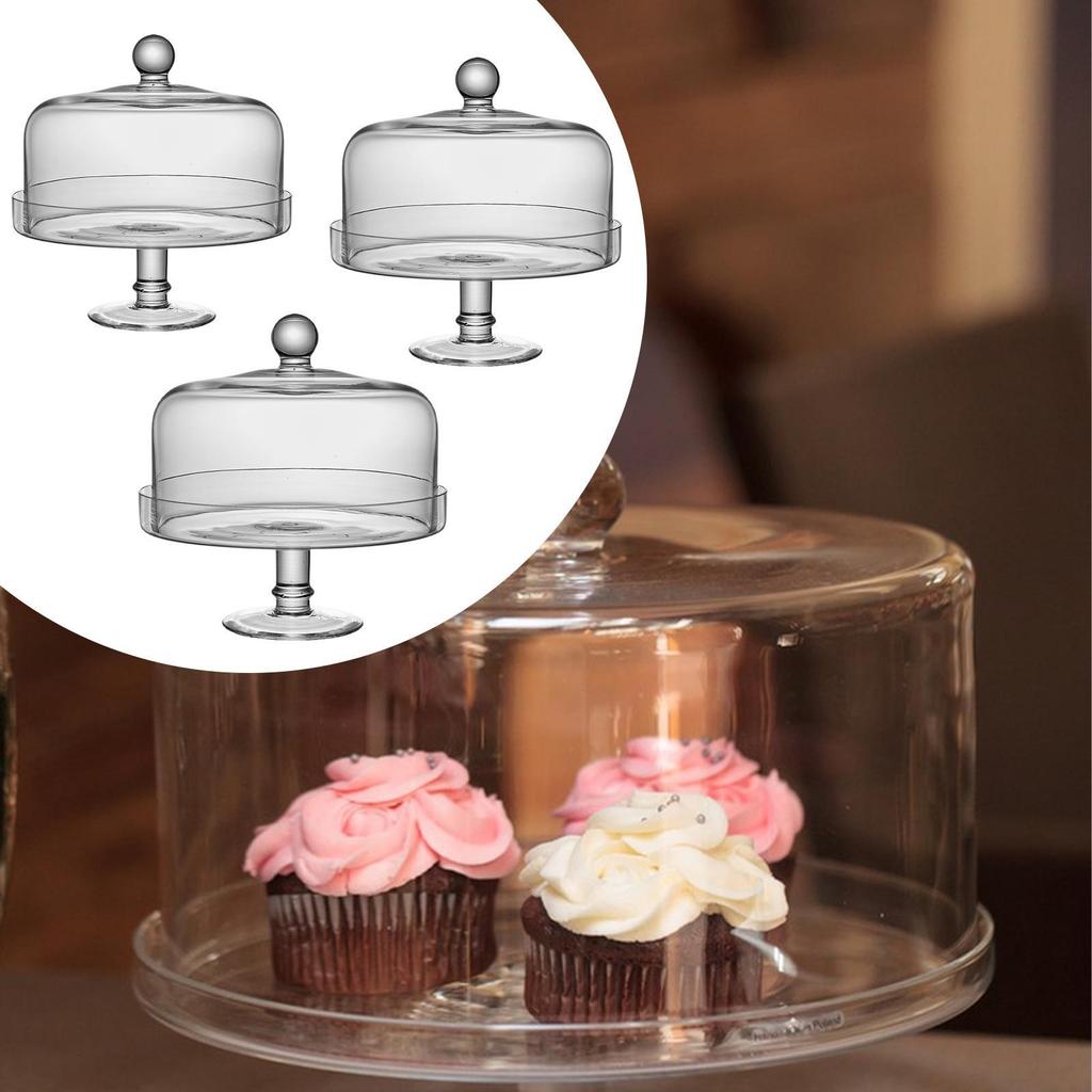 Glass Cake Stand with Lid Multiuse Bread Plate for Hotels Party Shop Display S