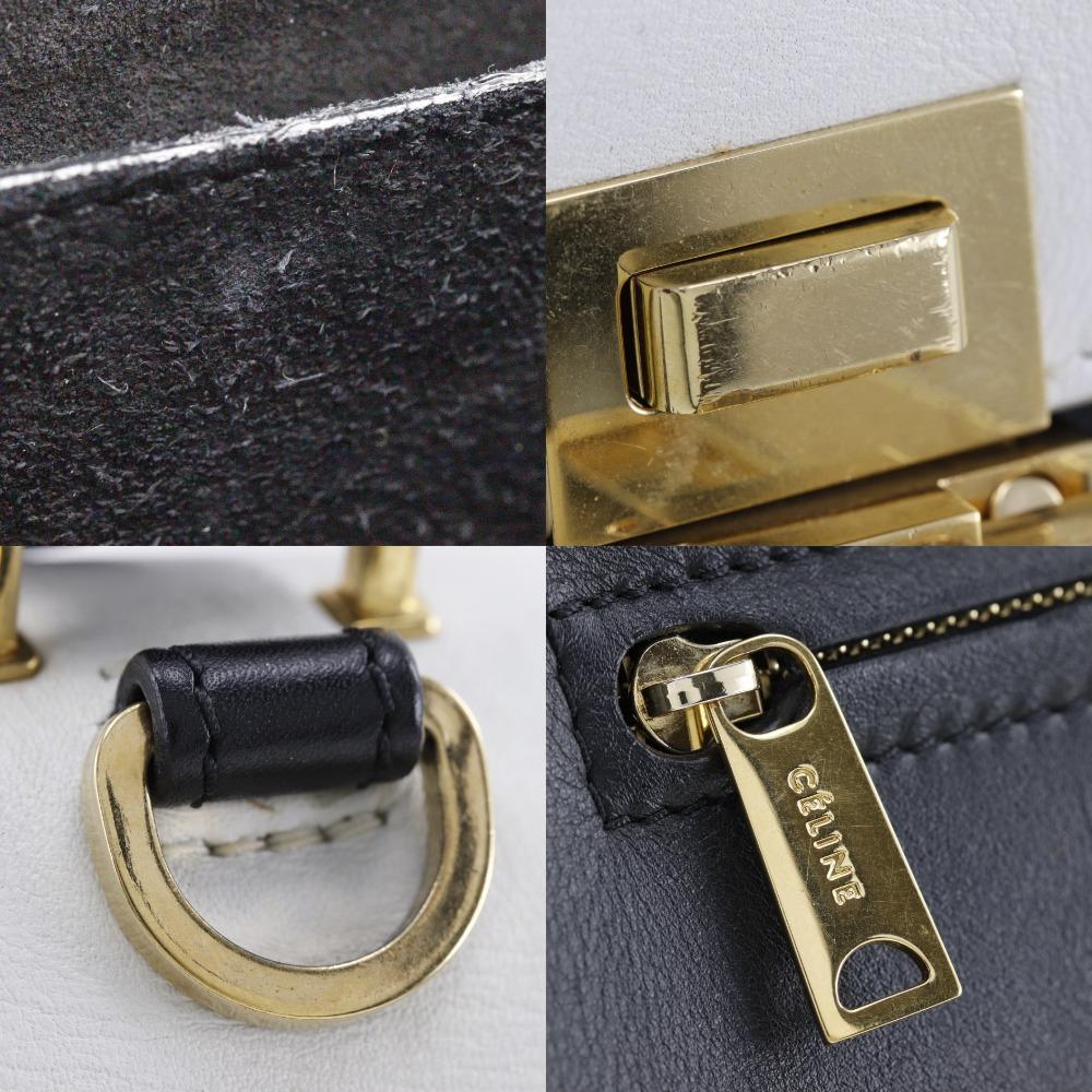 CELINE Trapeze Handbag 1695430TA medium Black / white Calfskin/Suede Women Used
