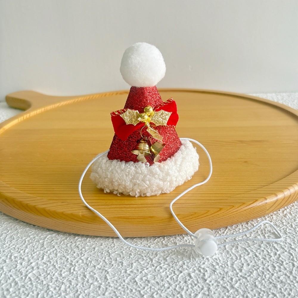 Knitted Yarn Christmas Pet Hat Soft Pompon Yarn Kitten Headwear Winter Gathering