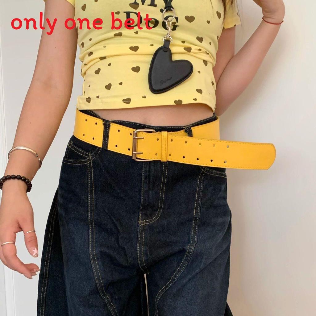 Pu Leather Wide Belt With Gold Buckle For Women Dress And Jeans Accessories