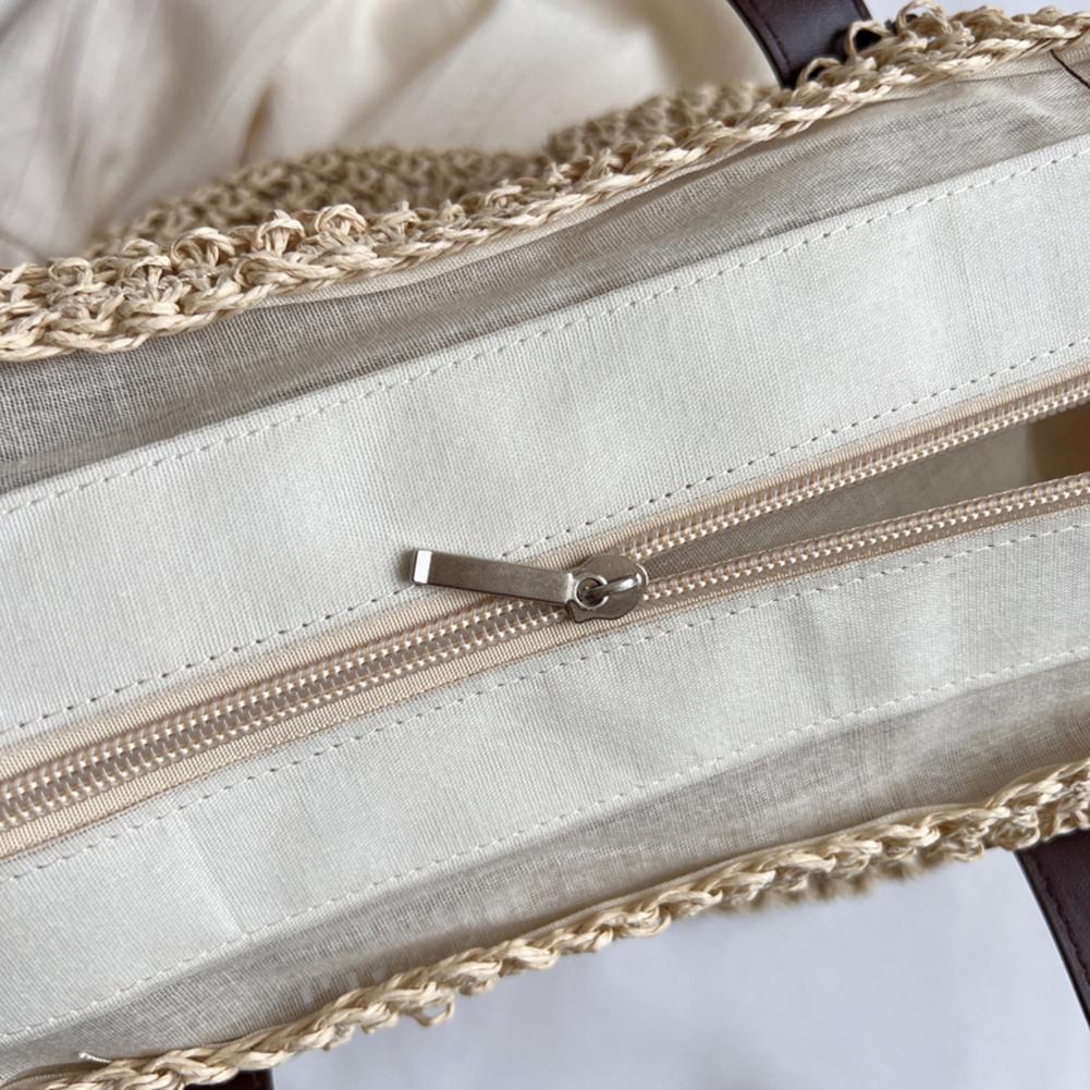 Women Shouder Bag Solid Straw Underarm Pouch Bohemian Woven Armpit Bag Summer Beach Large Knitted Bag Crochet Tote Handbag