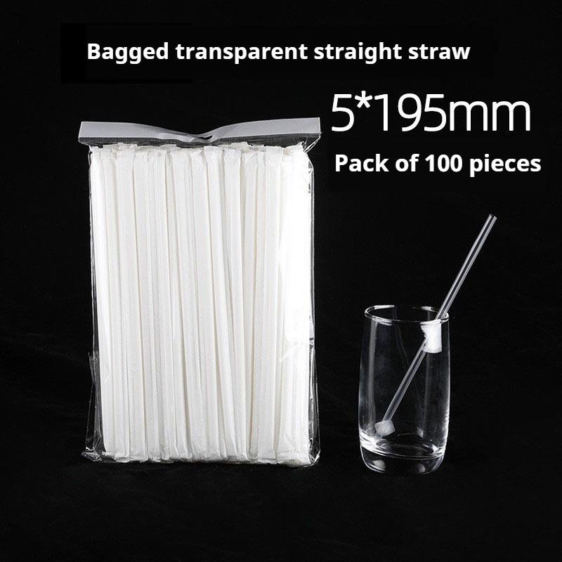 Food Grade 200 Disposable Straw Independent Packaging Transparent Tube Plastic Hose Straw