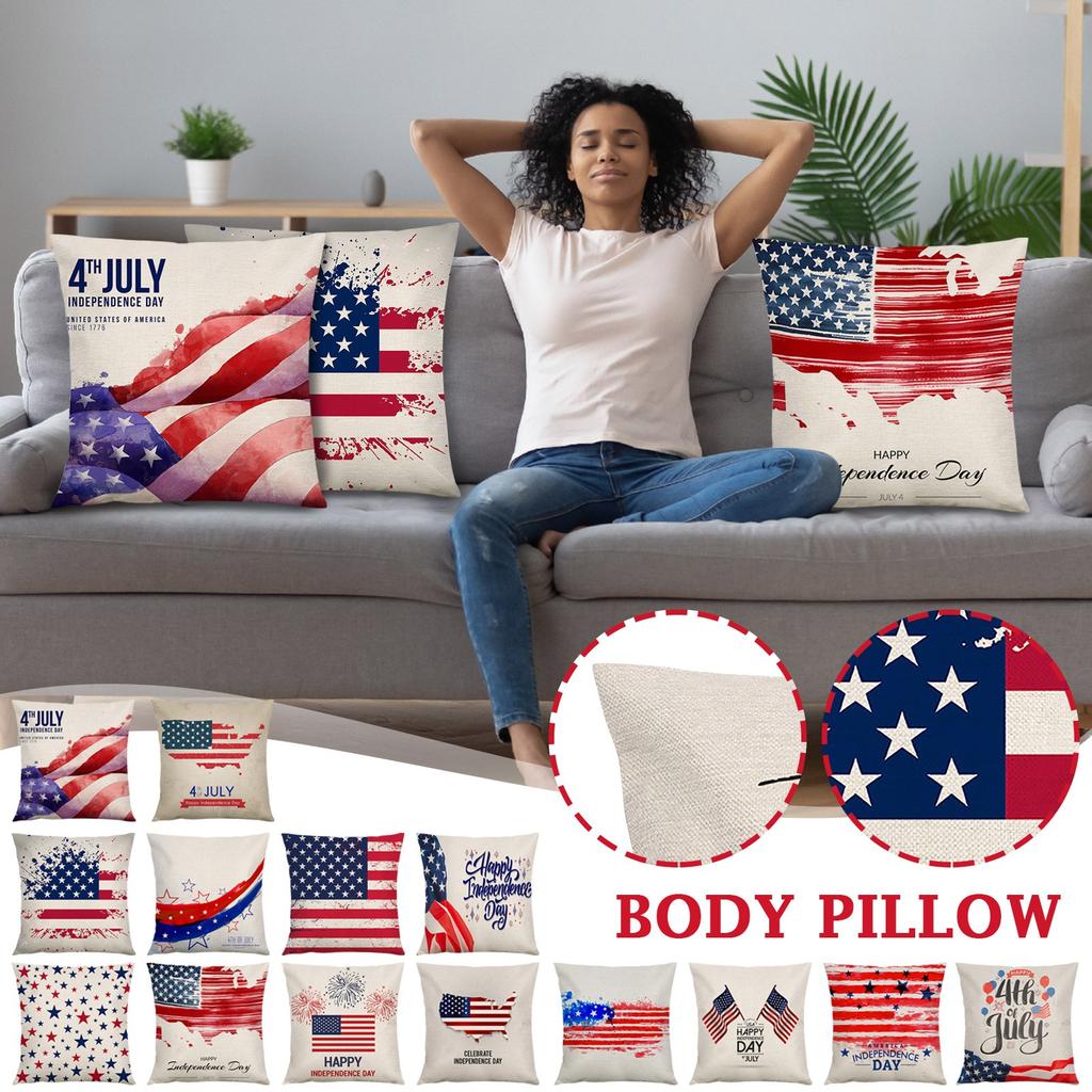 18 IN Independence Day Pillow Memorial Day Patriotic Pillowcase Decoration Independence Day Decorative Pillow