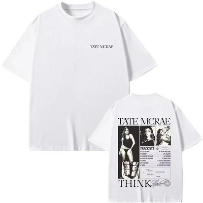 Heißer Verkauf Singer Tate Mcrae The Think Later Tour T-Shirt Unisex Mode Hip Hop Streetwear Top Gothic Baumwolle Oversized T-Shirt
