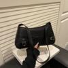 Vintage Belt Bow Design Shoulder Bags for Women Solid Color Ladies PU Underarm Bag Outdoor Portable Female Phe Handbags