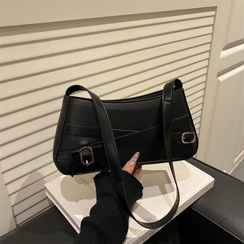 

Vintage Belt Bow Design Shoulder Bags for Women Solid Color Ladies PU Underarm Bag Outdoor Portable Female Phe Handbags чёрный