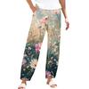 Pantaloni da donna estivi casual a gamba larga con elastico in vita e tasche