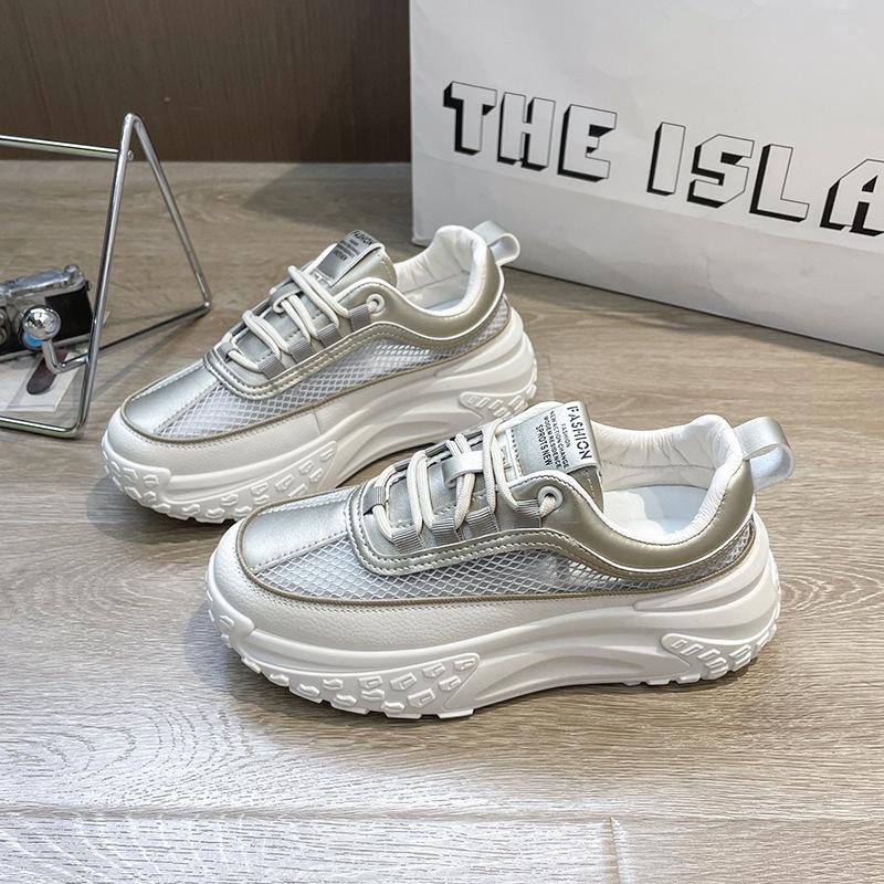 

Увеличивающие рост женские туфли летние туфли на платформе с каблуком-маффином сетчатые туфли дышащая сетка повседневные спортивные маленькие белые туфли папины туфли 40