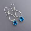 Swiss Blue Topaz Gemstone 925 Sterling Silver Handcrafted Jewelry Earrings 1.90" EE-7-9