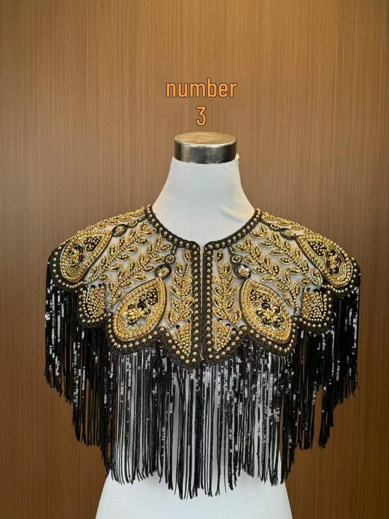1920s Vintage Women's Beaded Sequin Tassel Shawl Cropped Top